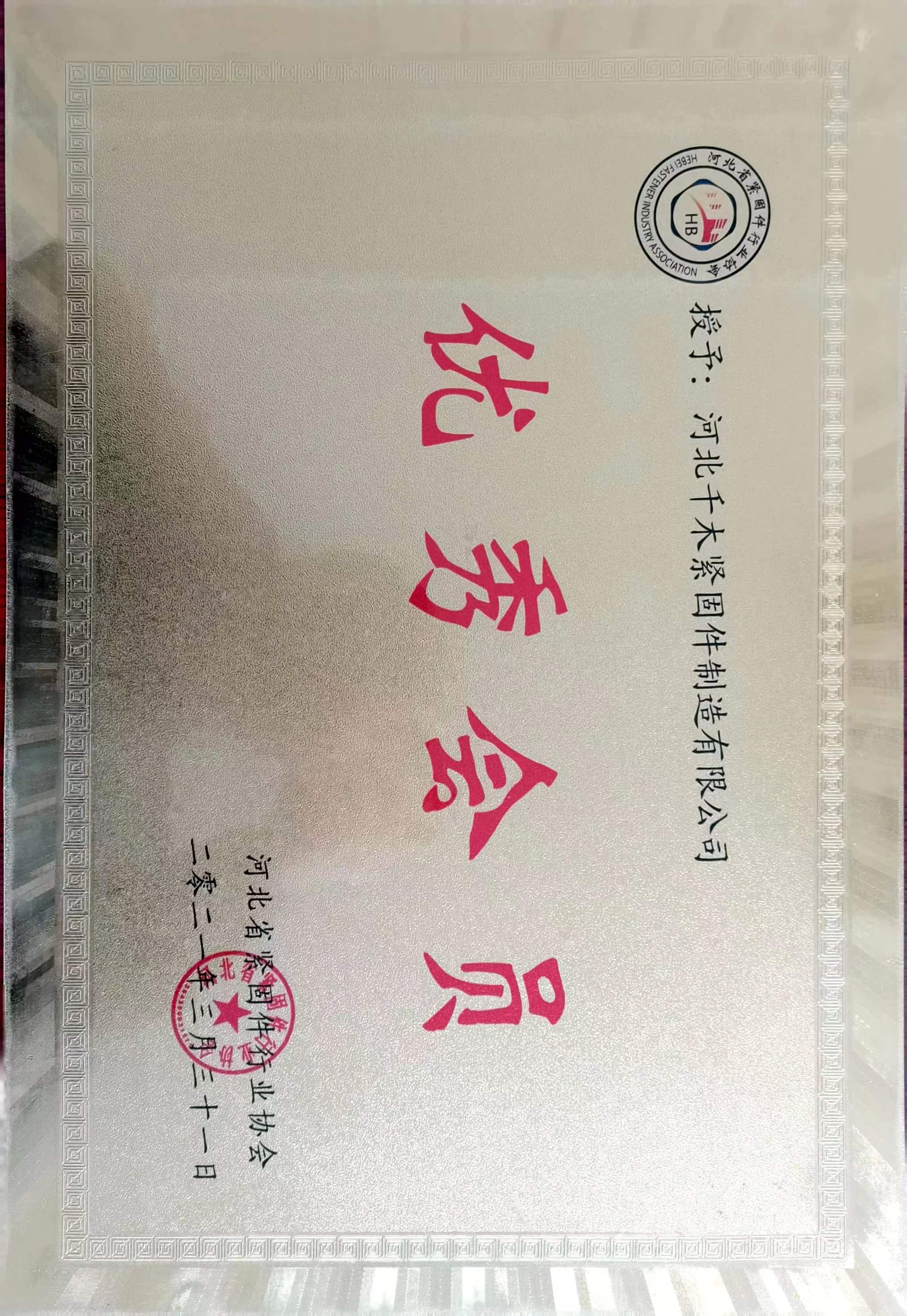 河北緊固件行業協會優秀委員